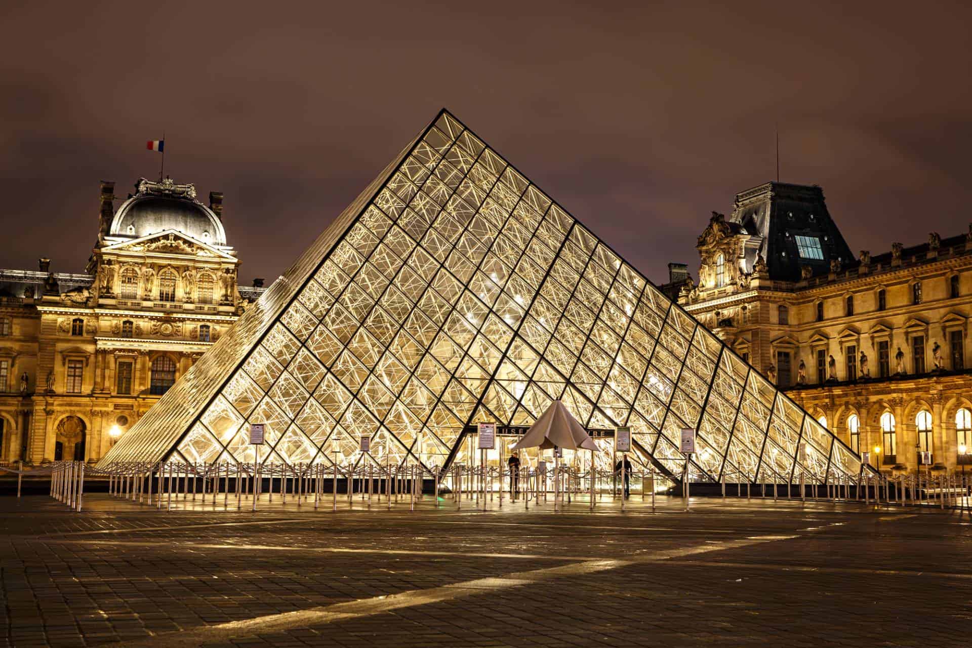 The Louvre Museum, Paris, France at night