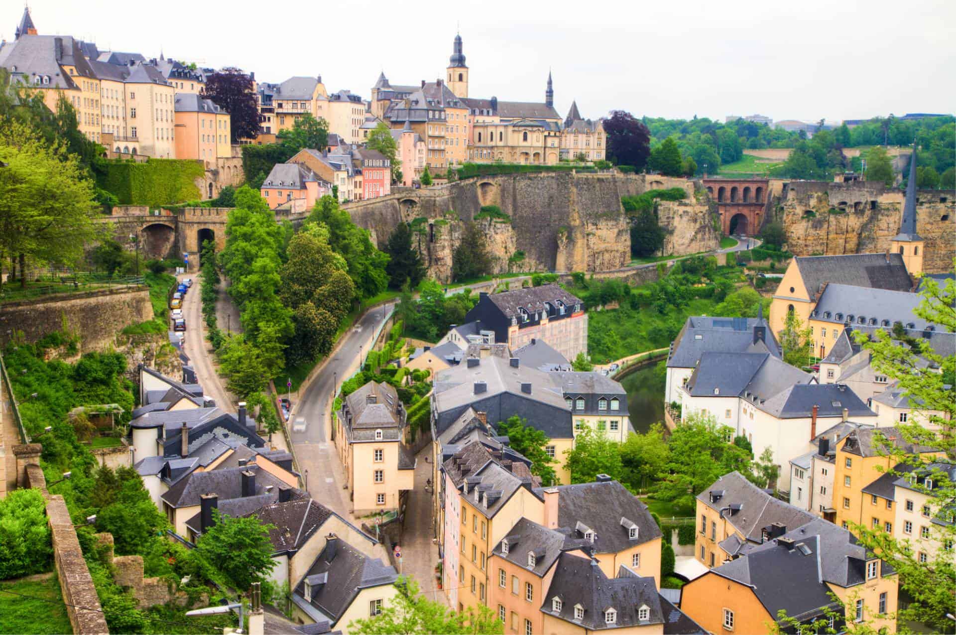 Amazing view of Luxembourg City, capital of Luxembourg, one of the richest countries in Europe.