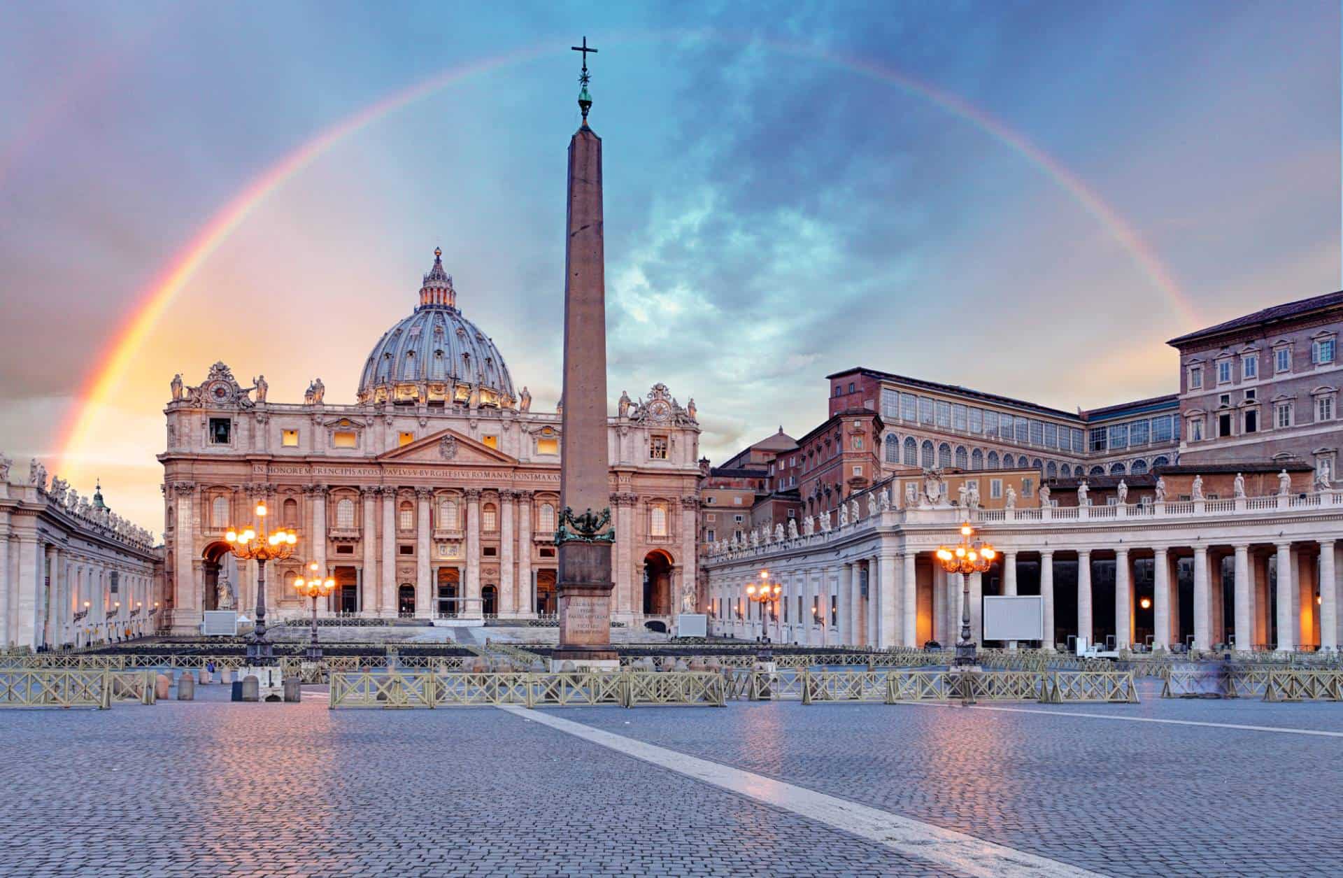 A rainbow on Saint Peter's square, Vatican City.