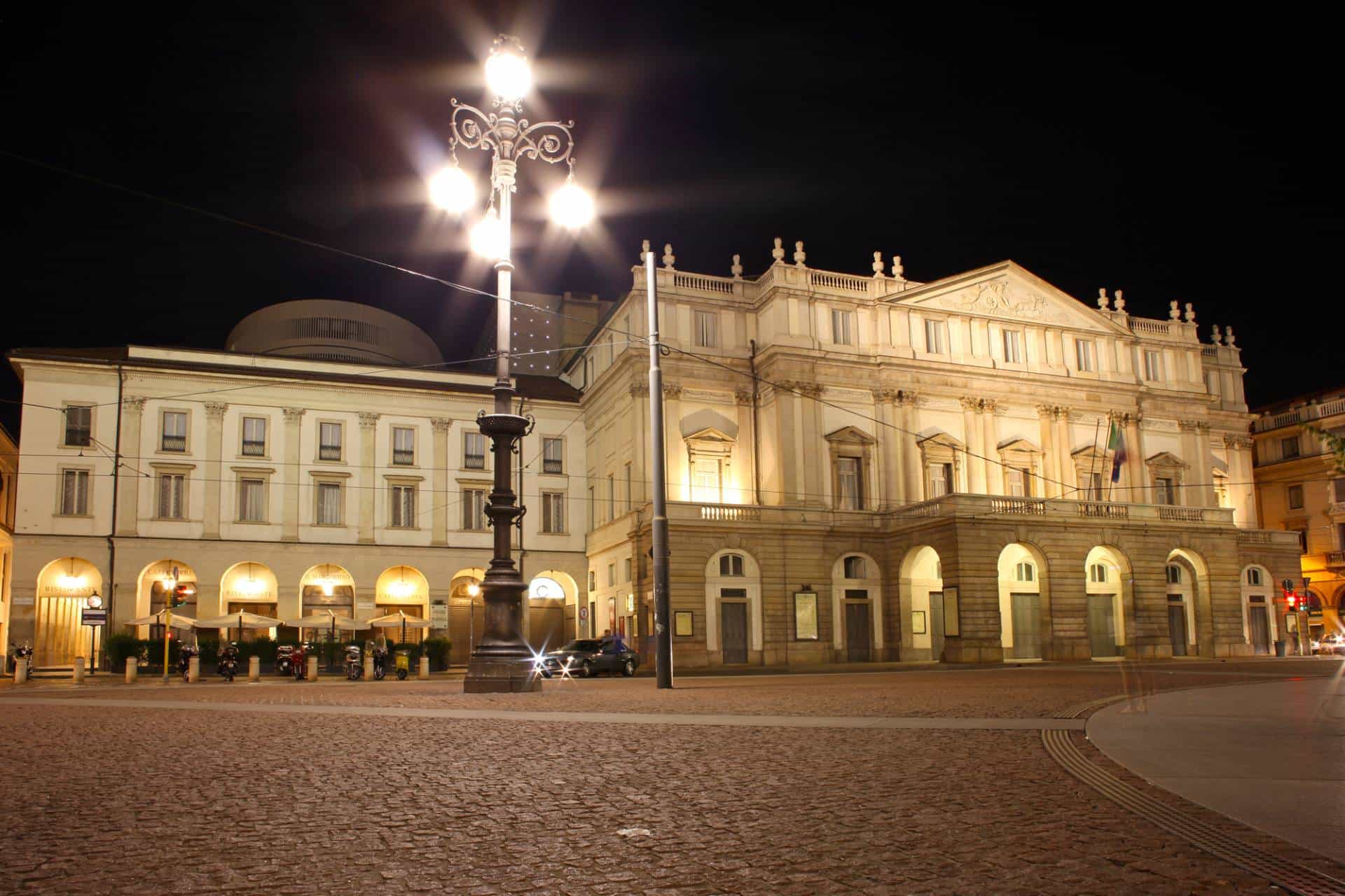 What are some of the more famous Italian Opera Houses and what premiered there?