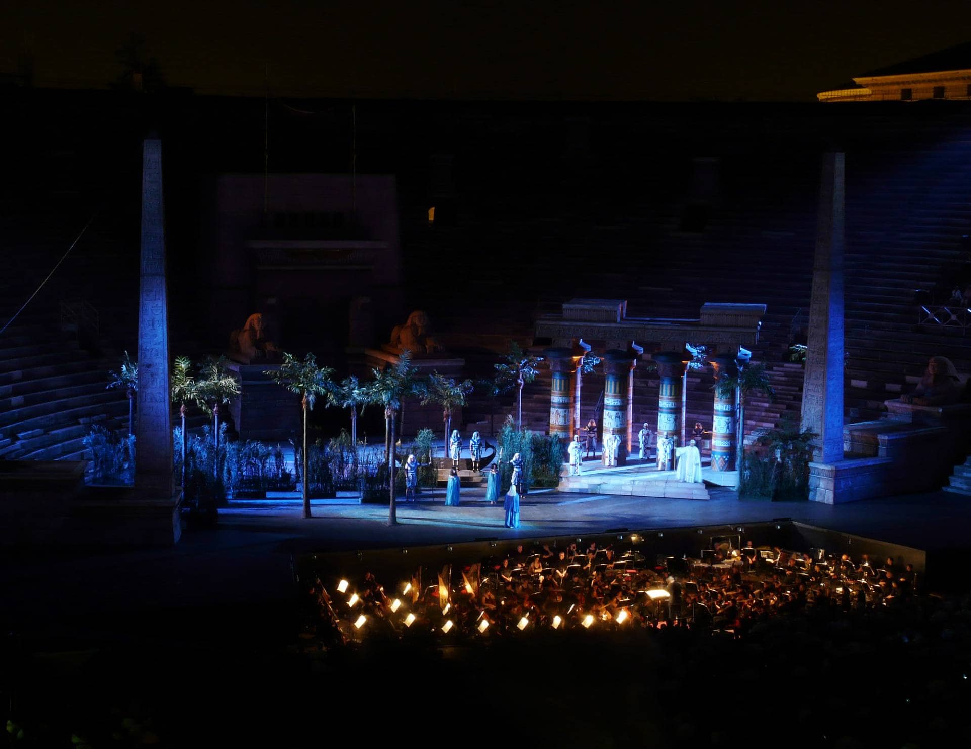 Opera performance in Verona Arena, Italy.