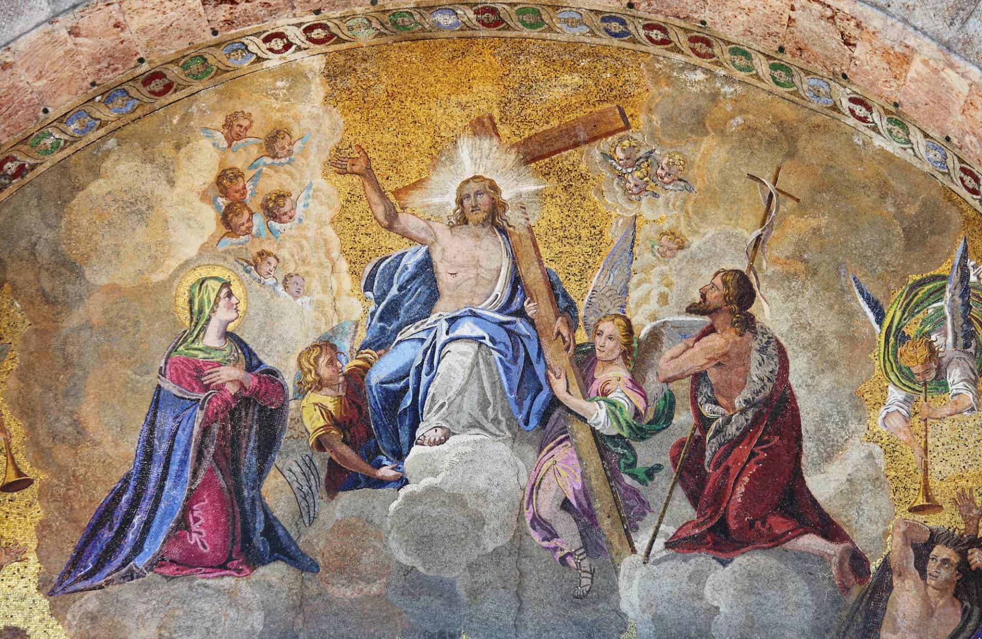 Mosaic depicting the Ascension of Jesus Christ in Saint Mark's Basilica in Venice, Italy.