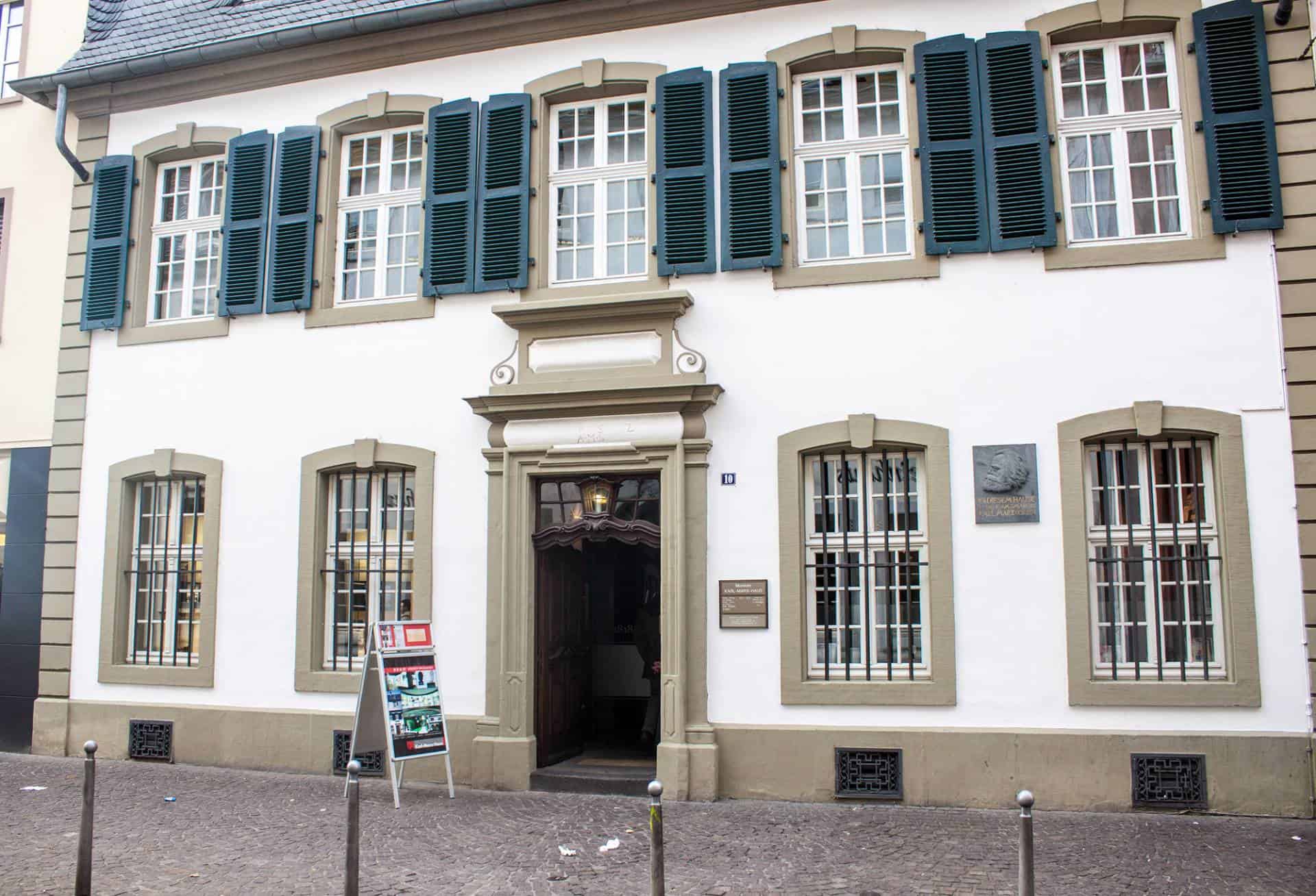 Facade of the house where Karl Marx was born in Trier, Germany.