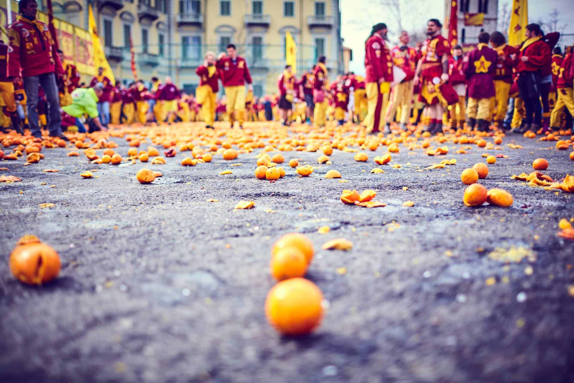 Ivrea Carnival or The Orange Fights in Ivrea, Italy