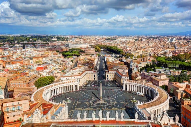 Daytime view from St. Peter's Basilica dome, Vatican City.