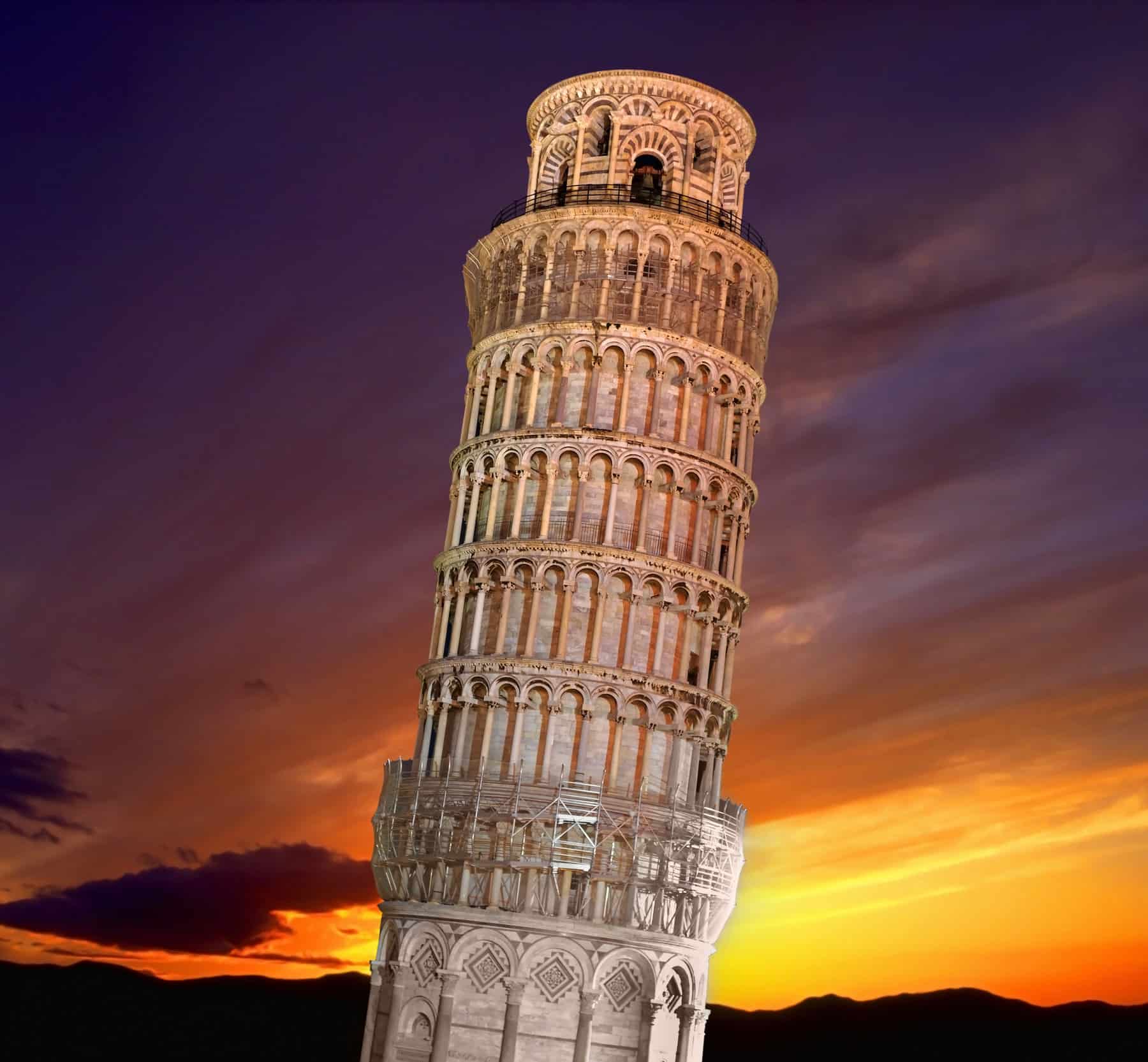 Leaning Tower of Pisa sunset
