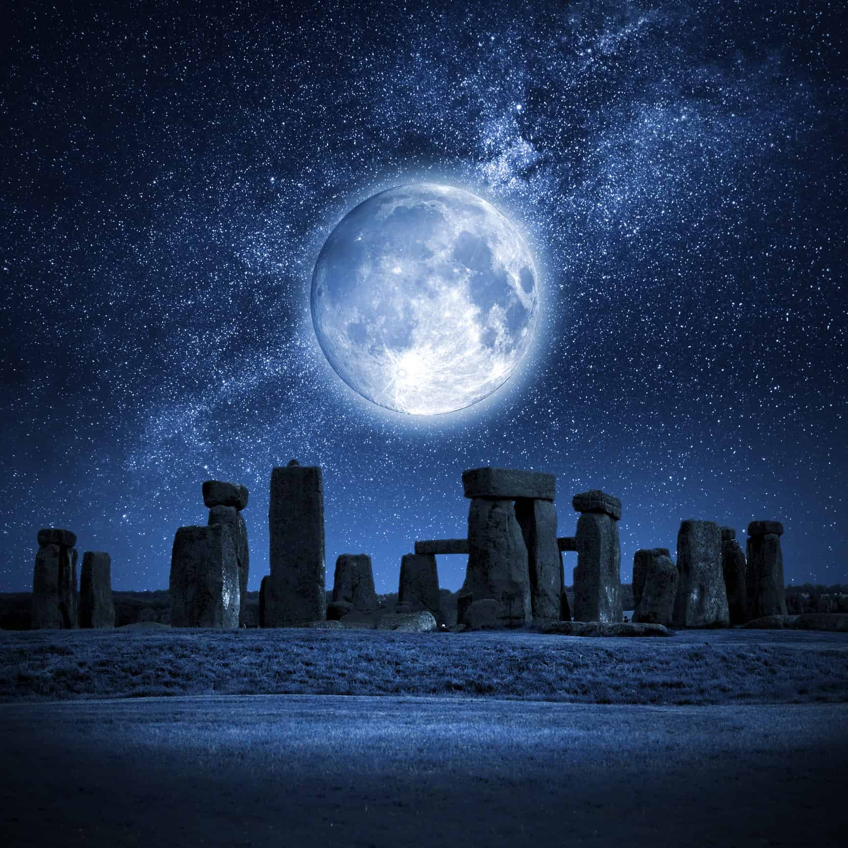 Full Moon luminating above Stonehenge