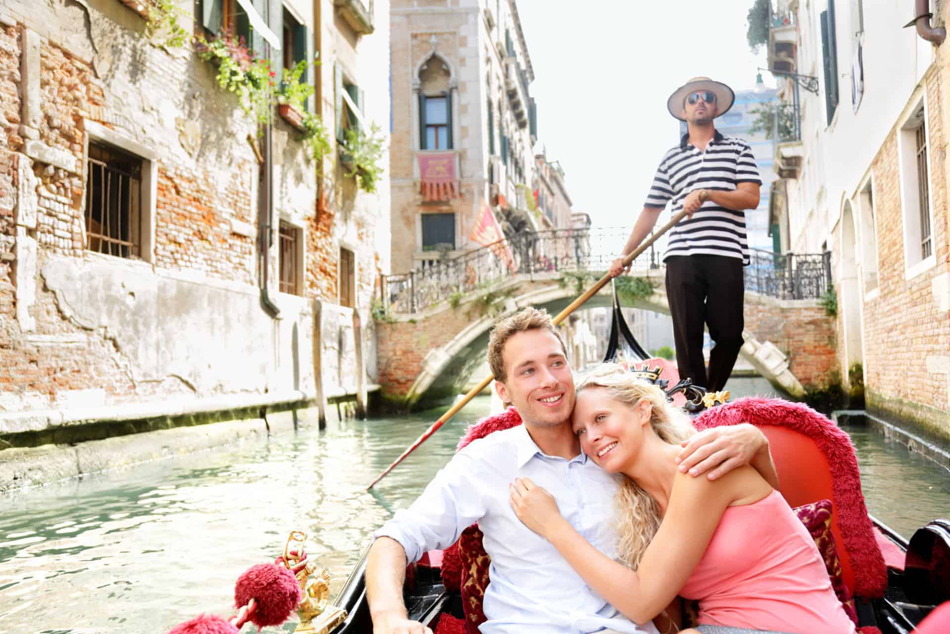 Couple in Venice on Gondola Tour
